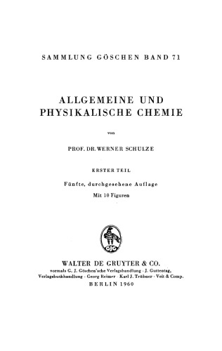 Allgemeine und physikalische Chemie: Teil 1