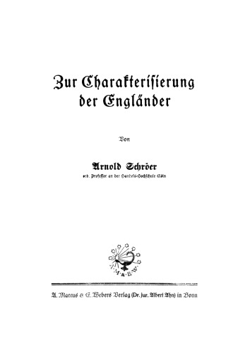 Zur Charakterisierung der Engländer