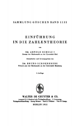 Einführung in die Zahlentheorie