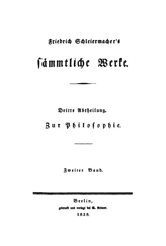 Sämmtliche Werke. Abteilung 3: Zur Philosophie: Band 2 Philosophische und vermischte Schriften