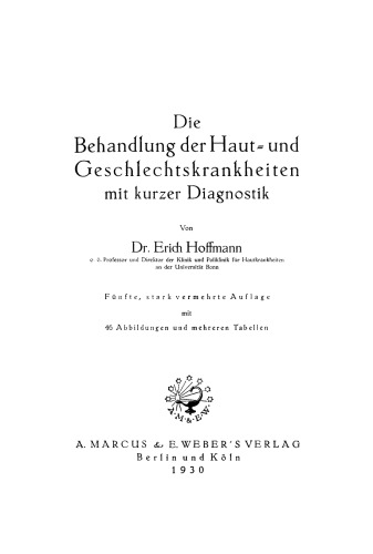 Die Behandlung der Haut- und Geschlechtskrankheiten mit kurzer Diagnostik