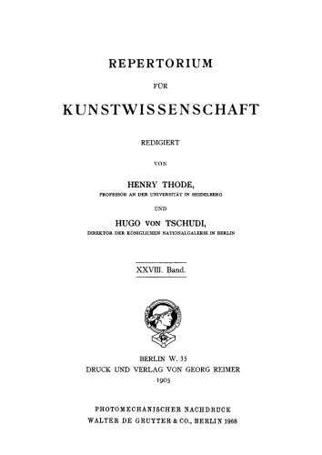 Repertorium für Kunstwissenschaft: Band 28