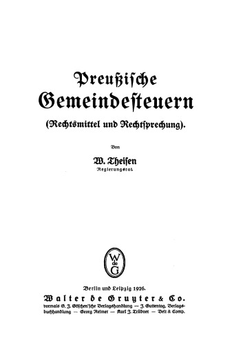 Preußische Gemeindesteuern: (Rechtsmittel und Rechtsprechung)