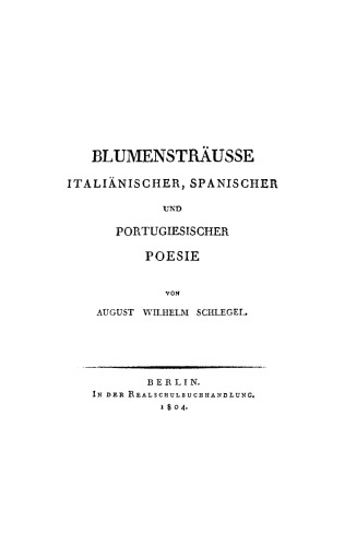 Blumensträusse italienischer, spanischer und portugiesischer Poesie