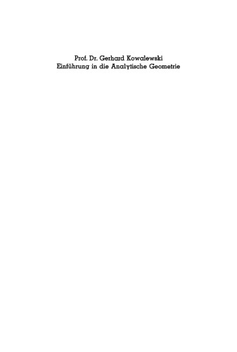 Einführung in die analytische Geometrie