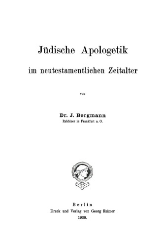 Jüdische Apologetik im neutestamentlichen Zeitalter