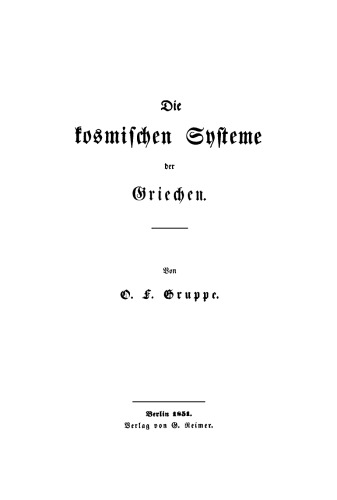 Die kosmischen Systeme der Griechen