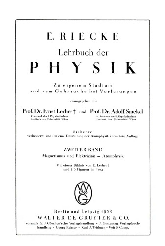 Lehrbuch der Physik: Band 2 Magnetismus und Elektrizität - Atomphysik