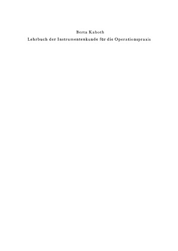 Lehrbuch der Instrumentenkunde für die Operationspraxis