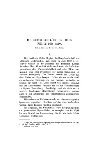Die Lieder der Lücke im Codex Regius der Edda