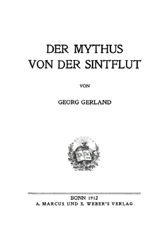 Der Mythus von der Sintflut