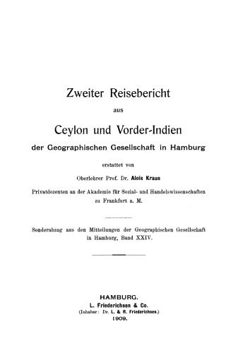 Zweiter Reisebericht aus Ceylon und Vorder-Indien