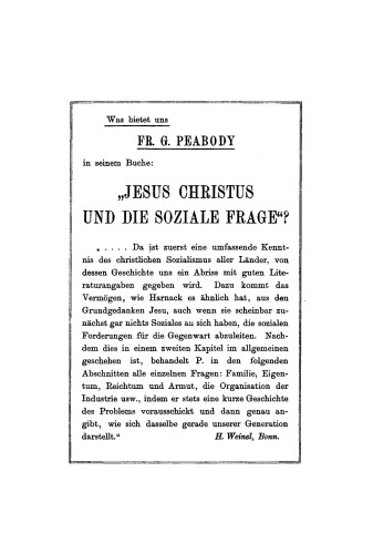 Jesus Christus und die soziale Frage