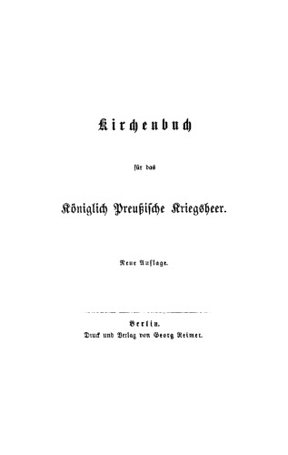 Kirchenbuch für das Königlich Preußische Kriegsheer