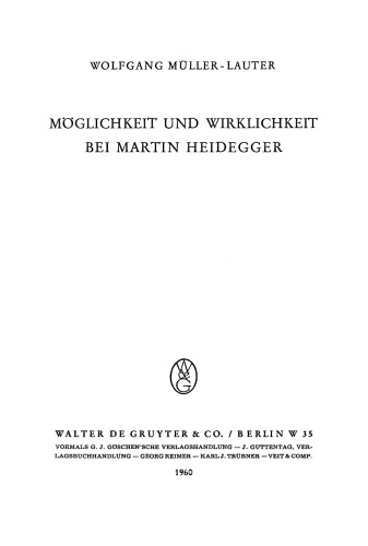 Möglichkeit und Wirklichkeit bei Martin Heidegger
