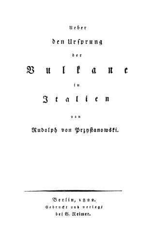 Ueber den Ursprung der Vulkane in Italien