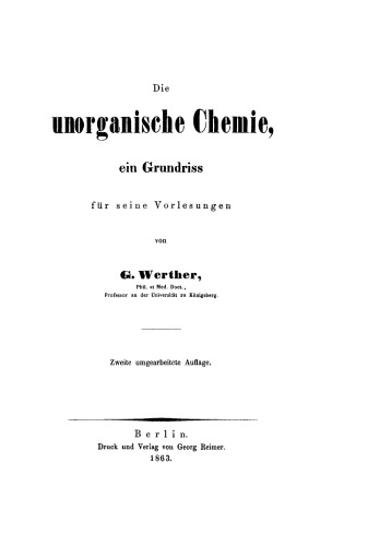 Die unorganische Chemie, ein Grundriss für seine Vorlesungen