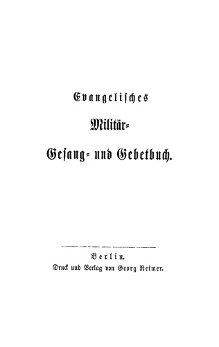Evangelisches Militär-Gesang- und Gebetbuch