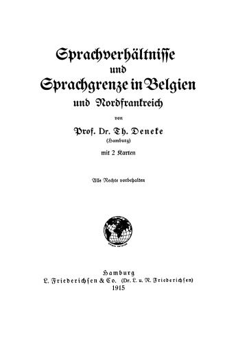 Sprachverhältnisse und Sprachgrenze in Belgien und Nordfrankreich