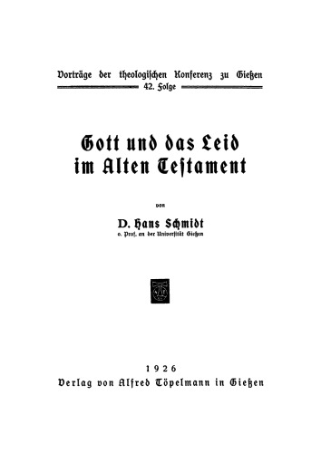 Gott und das Leid im Alten Testament