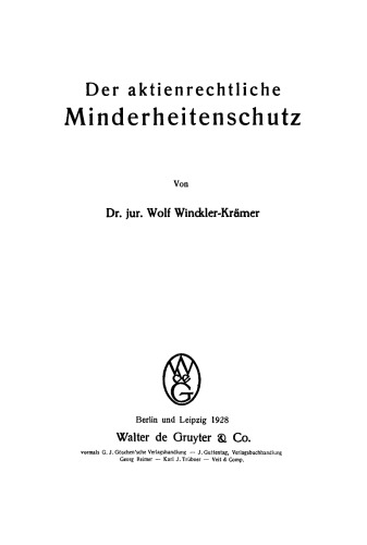 Der aktienrechtliche Minderheitenschutz