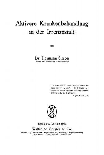 Aktivere Krankenbehandlung in der Irrenanstalt