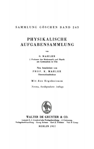 Physikalische Aufgabensammlung