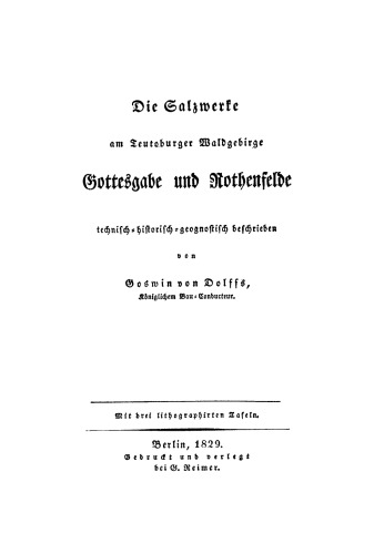 Die Salzwerke am Teutoburger Waldgebirge Gottesgabe und Rothenfelde