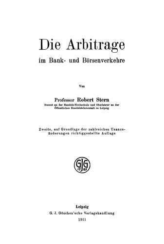 Die Arbitrage im Bank- und Börsenverkehre