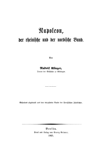Napoleon, der rheinische und nordische Bund