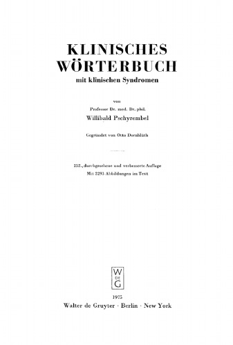 Klinisches Wörterbuch: Mit klinischen Syndromen