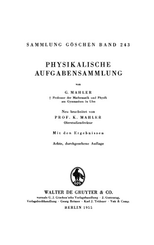 Physikalische Aufgabensammlung