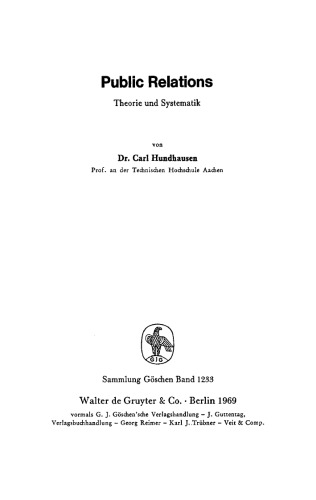Public Relations: Theorie und Systematik