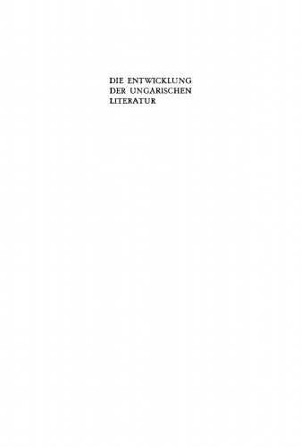 Die Entwicklung der ungarischen Literatur