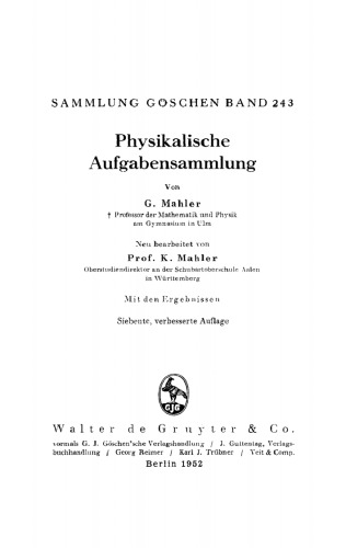 Physikalische Aufgabensammlung