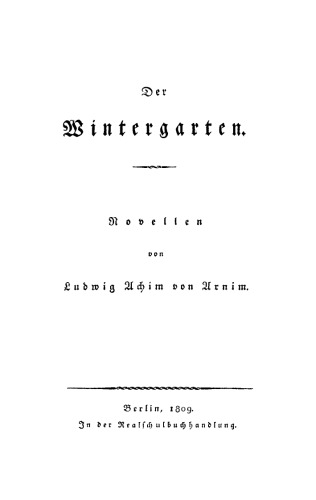 Der Wintergarten: Novellen
