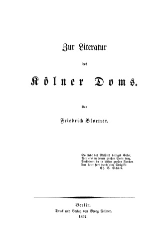 Zur Literatur des Kölner Doms