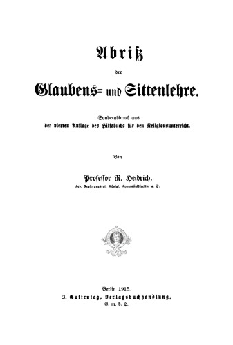 Abriß der Glaubens- und Sittenlehre