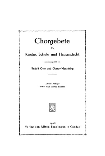Chorgebete für Kirche, Schule und Hausandacht