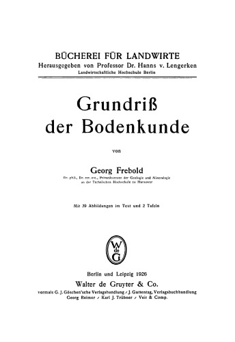 Grundriß der Bodenkunde
