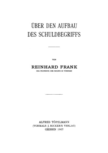 Über den Aufbau des Schuldbegriffs