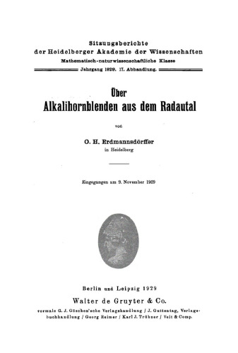 Über Alkalihornblenden aus dem Radautal