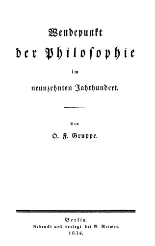 Wendepunkt der Philosophie im neunzehnten Jahrhundert