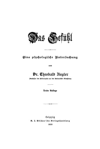 Das Gefühl: Eine psychologische Untersuchung