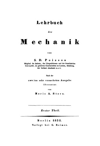 Lehrbuch der Mechanik: Teil 1