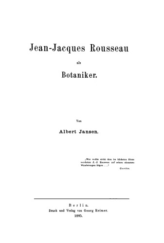 Jean-Jacques Rousseau als Botaniker