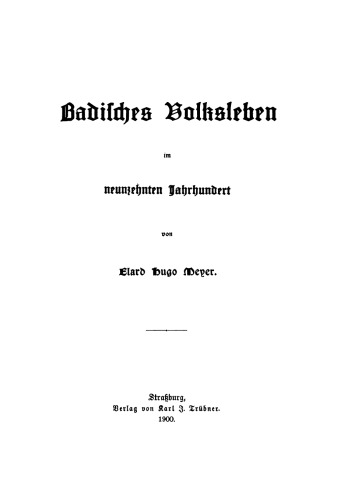 Badisches Volksleben im neunzehnten Jahrhundert