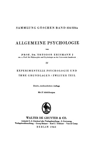 Experimentelle Psychologie und ihre Grundlagen, Teil 2