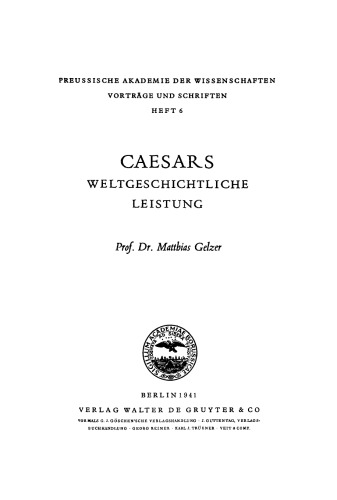 Caesars weltgeschichtliche Leistung