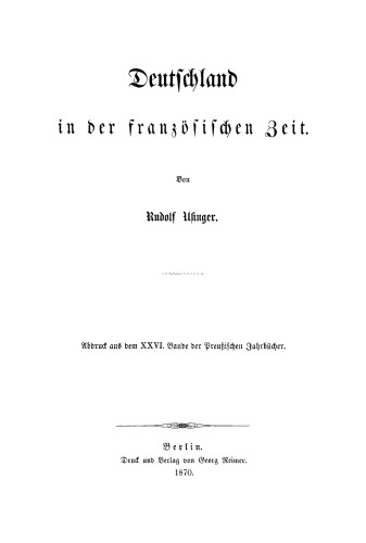 Deutschland in der französischen Zeit